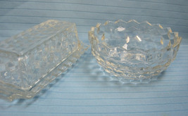 American Clear Glass Fostoria Covered 1/4lb Butter Dish &amp; Round Butter Dish    - £60.28 GBP