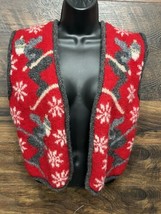 Limited Handknit Sweater Vest Open Shetland Wool Nordic Ski Snow Holiday Medium - £12.15 GBP