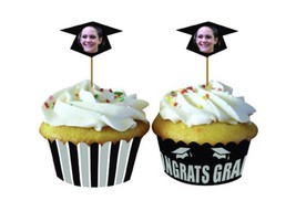 Creative Converting 12 Photo Personalization Grad Cupcake Wrappers with Picks - £5.97 GBP