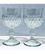 Indiana Glass Vintage 1960’s Clear Diamond Point Wine Glasses Set Of 2 - £11.72 GBP