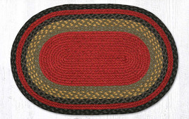 Earth Rugs C-238 Burgundy Olive Charcoal Oval Braided Rug 20&quot; x 30&quot; - £31.02 GBP