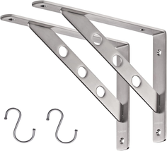 Stainless Steel Shelf Bracket 10&quot;, Heavy Duty Solid Shelf Support Corner Brace J - £27.18 GBP
