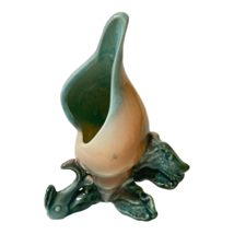 Mid Century Hull Pottery Ebb Tide Conch Bud Vase Peach Green 7&quot; MCM Vintage - £60.69 GBP