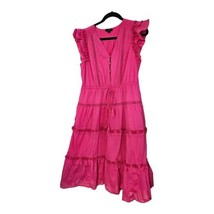 J Crew Point Sur Flamingo Pink Pom Pom Cotton Voile Midi Dress Women&#39;s 1... - £46.28 GBP