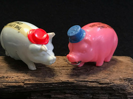 Vtg Celluloid Tape Measure Piggies Pigs Japan &amp; Detroit Pink/Grey Royal - £31.93 GBP