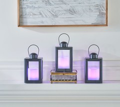 Home Reflections S/2 Mini Lanterns with Remote &amp; Gift Boxes in Black - £155.06 GBP