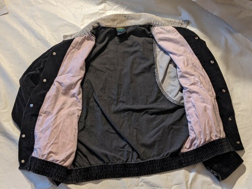 1990's Vintage O'Neill Kord Knopf Langärmelig Jacke Schwarz Grau L 12282 USA Item image 5