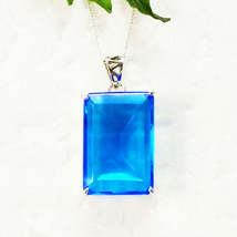 BLUE TOPAZ Gemstone Pendant, Birthstone Pendant, 925 Sterling Silver Pendant, Fa - £37.86 GBP