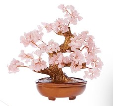 KALIFANO 8.25&quot; Gemstone Bonsai Tree of Life Sculpture Pink quartz￼ - £123.04 GBP