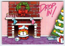 Garfield Christmas Postcard Drop In Chimney Jim Davis Orange Tabby Cat 1978 - $9.00