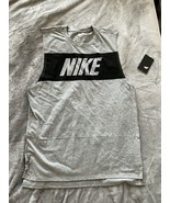Nike Mens Tank Sleeveless Top Retro Big Logo Vest Tops Tank Black Grey M... - $29.92