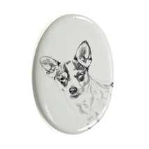 Rat Terrier - Gravestone oval ceramic tile with an image of a dog. - £7.98 GBP