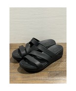 Crocs Dual Comfort BOCA Black Triple Strap Wedge Slip On Sandals Size 10 - $23.38