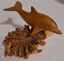 Vintage Indonesian Burl Wood Carving of a Dolphin - £19.58 GBP