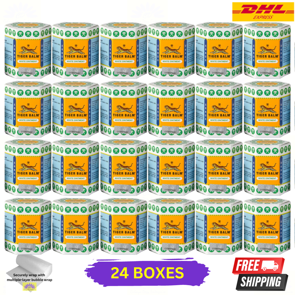 24 X Tiger Balm Bianco Unguento 30g per Emicrania, Dolore Muscolare Sollievo & - $172.83