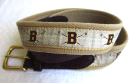 Vineyard Vines Brown University Crew Team Belt Mens Size 34 Solid Brass Buckle - £28.85 GBP