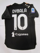 Paulo Dybala Juventus FC Serie A Match Slim Black Away Soccer Jersey 2021-2022 - £72.16 GBP