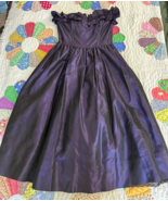 Vintage Gunne Sax strapless deep Purple Taffeta Dress S Whimsigoth Floral - $4,212.35 MXN