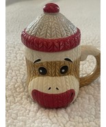 Bandwagon SOCK MONKEY Christmas Coffee Cup With Top Hat Lid  - $180.87 MXN