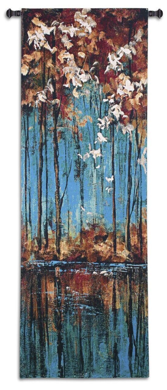 61x20 THE MIRROR By Luis Solis Trees Birds Water Nature Tapestry Wall Hanging - $227.70