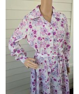 Mod Floral Print Dress White Pink Purple Long... - $25.00