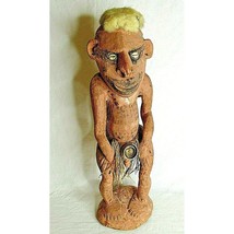 Vintage Nude Male Figure Statue Sepik Papua New Guinea Painted Wood Shel... - £222.11 GBP