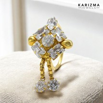 14K Véritable Or Nez Anneaux Indien Blanc Zircone Nez Anneau - $97.37