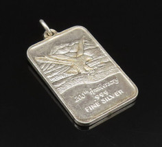 925 Sterling Silver - Vintage Eagle Flying Over Mountain Medal Pendant -... - $40.75