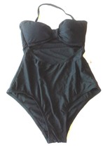 Unique Vintage Black Open front Strapless One Piece Swimsuit Size Large NWT - £46.76 GBP