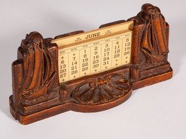 Vintage Perpetual Calendar - Wood Sailing Ships with Full Set Movable Dates - £37.36 GBP