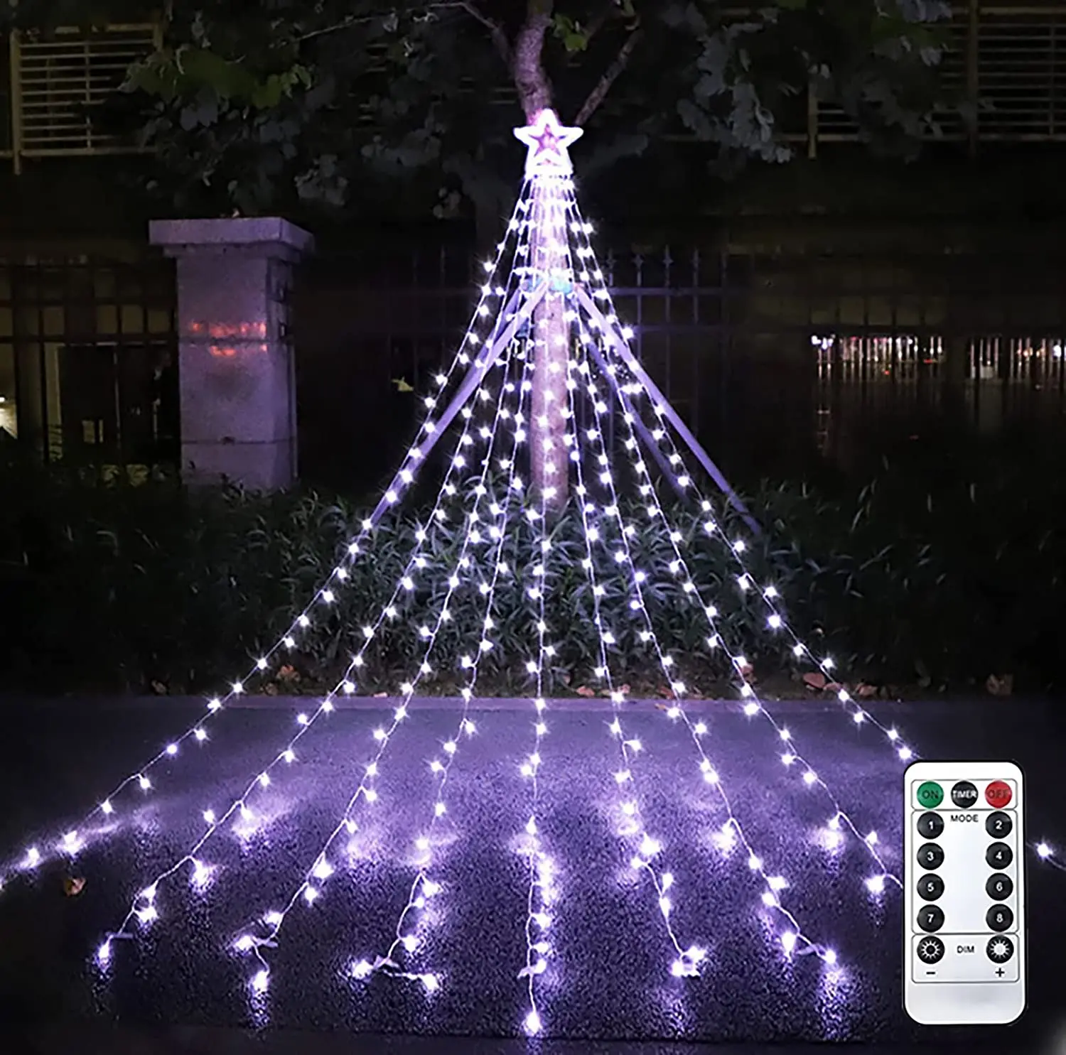 Solar  Waterfall String Lights Outdoor 344LEDs Fairy Curtain Lights for Window C - £162.24 GBP