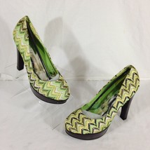 Shoes of Soul Women&#39;s Green Fabric Platform Stiletto Heel Shoes Size 10 - $12.99