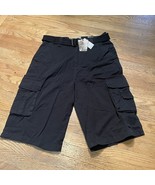 NWT Lightly Distressed Black Wide Leg Cargo Shorts W/ Belt PJ Mark Sz 34... - $49.22 CAD