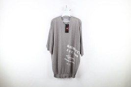 NOS Vintage 90s Davoucci Mens XL Spell Out Sheer Knit Short Sleeve Sweater Gray - £54.76 GBP