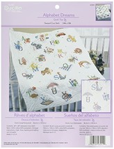 Bucilla Stamped Cross Stitch Baby Quilt Top, 34 by 43-Inch, 43241 Alphabet Dream - £15.73 GBP
