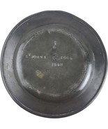 Antique St. John&#39;s College Cambridge English Pewter Plate Dated 1848 9-1/2&quot; - $304.14 CAD