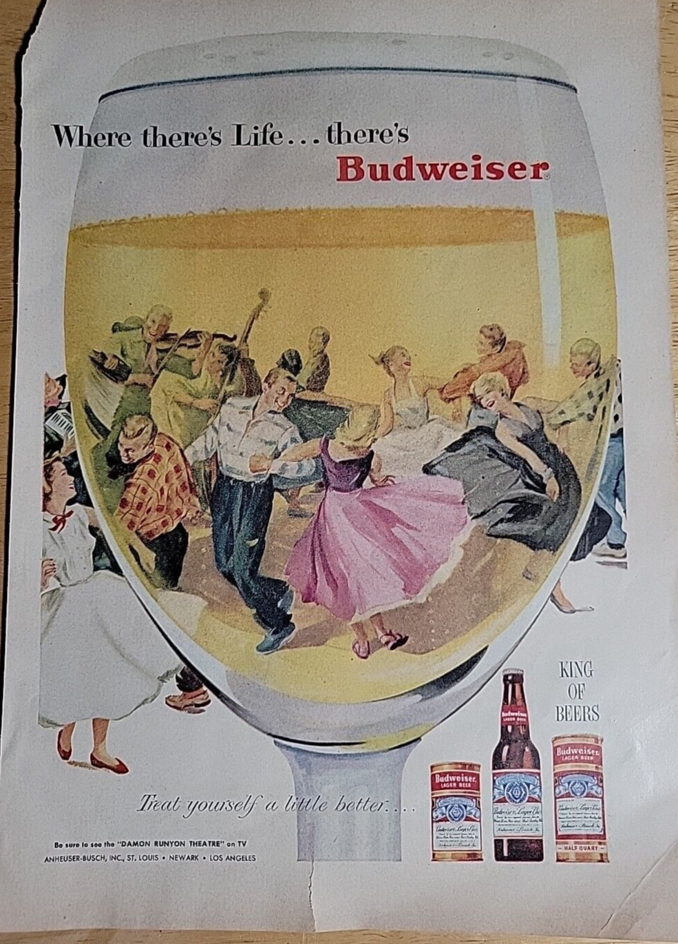 Vintage Ad Budweiser 'Where There's Life .. There's Budweiser' 1960's - $10.39