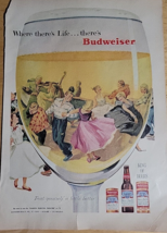 Vintage Ad Budweiser &#39;Where There&#39;s Life .. There&#39;s Budweiser&#39; 1960&#39;s - £8.15 GBP