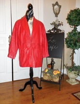 Wilsons Red Leather Fashion Jacket Women&#39;s Ladies Medium Fashion 3/4 Length - $50.98