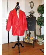 Wilsons Red Leather Fashion Jacket Women&#39;s Ladies Medium Fashion 3/4 Length - $69.94 CAD