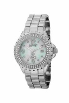 NEW August Steiner AS8156SS Womens Diamond Bezel Watch Silver Band MOP Dial - £28.93 GBP