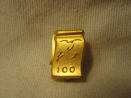 vintage Gold &#39;100&#39; on Scroll Pin - $5.00