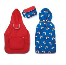 Dog Reversible Red Blue Pocket Rain Coat Jackets Adjustable Fit Warmth Comfort ( - $28.40+