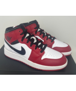 Nike Air Jordan 1 Mid GS Chicago White Heel Red 554725-173 YOUTH Size 5.5Y - £93.41 GBP