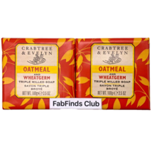 Crabtree &amp; Evelyn Oatmeal Bar Soap Triple Milled 7oz (2x3.5oz) 2pc Set - £12.18 GBP