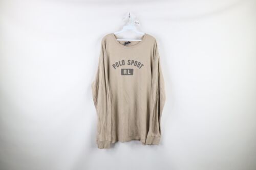 Vtg 90s Polo Sport Ralph Lauren Men XL Faded Spell Out Long Sleeve T-Shirt Beige - £46.68 GBP