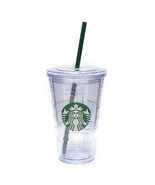 Starbucks Clear Acrylic Cold Cup Tumbler 16oz Plastic Green Straw - £15.80 GBP