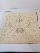Vintage Hand Embroidered Floral Square Pillow Case Sham 17&quot; X 17&quot; Pink G... - $16.83