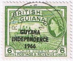 Stamps Guyana Independence 1966 Overprint 6 Cents British Guiana Used - $0.67