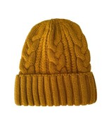 Lucky Brand Cozy Cable Knit Beanie Hat Cap Chunky Mustard Yellow One Size - £15.73 GBP